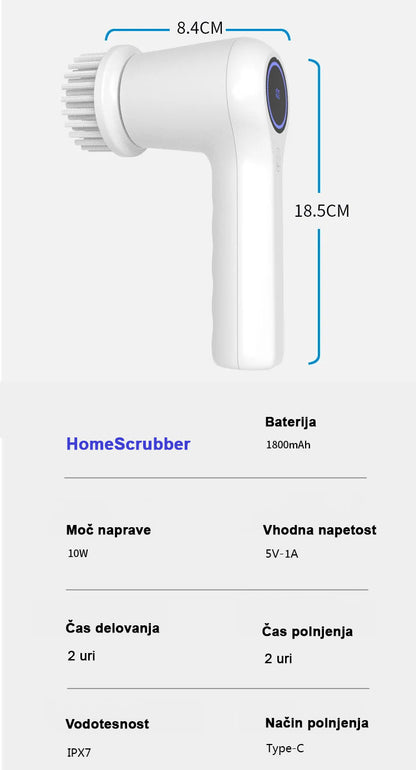 Home Scrubber™ Klasik - polnilna prenosna čistilna krtača z LCD zaslonom